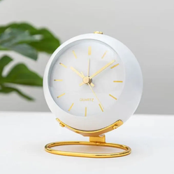 Настольные часы-будильник в стиле ретро, кварцевые, аналоговые, с подсветкой, белый цвет