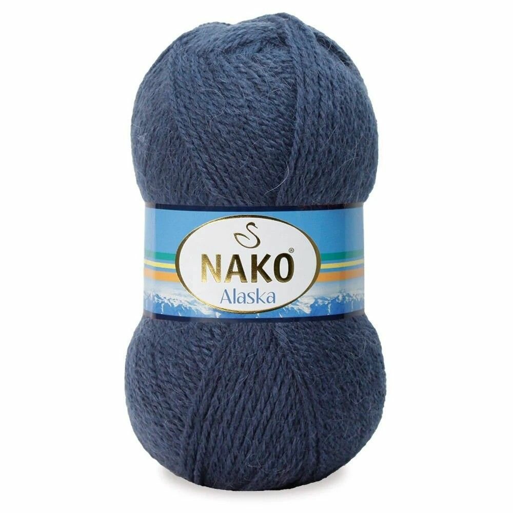 Пряжа ALASKA (Nako), темно-серо-голубой - 2878-7114, 5% мохер, 15% шерсть, 80% акрил, 5 мотков, 100 г, 270 м.