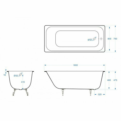 Ванна чугунная Delice Aurora 170x70 DLR230605, без ножек