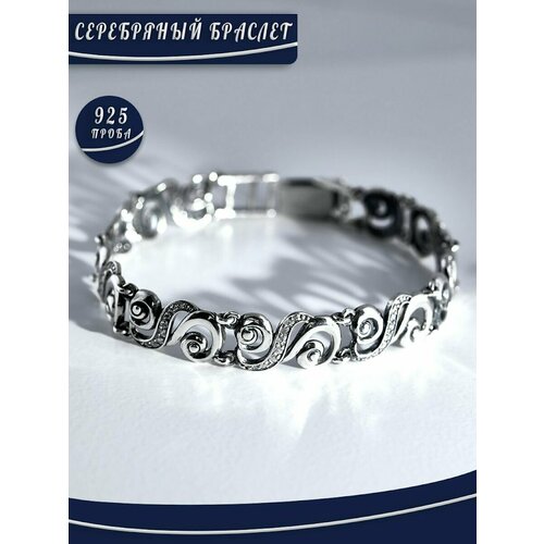 фото Браслет брюс, серебро, 925 проба, фианит, длина 19 см.