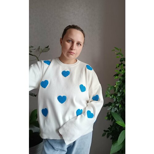 фото Свитер, размер onesize, голубой, белый нет бренда