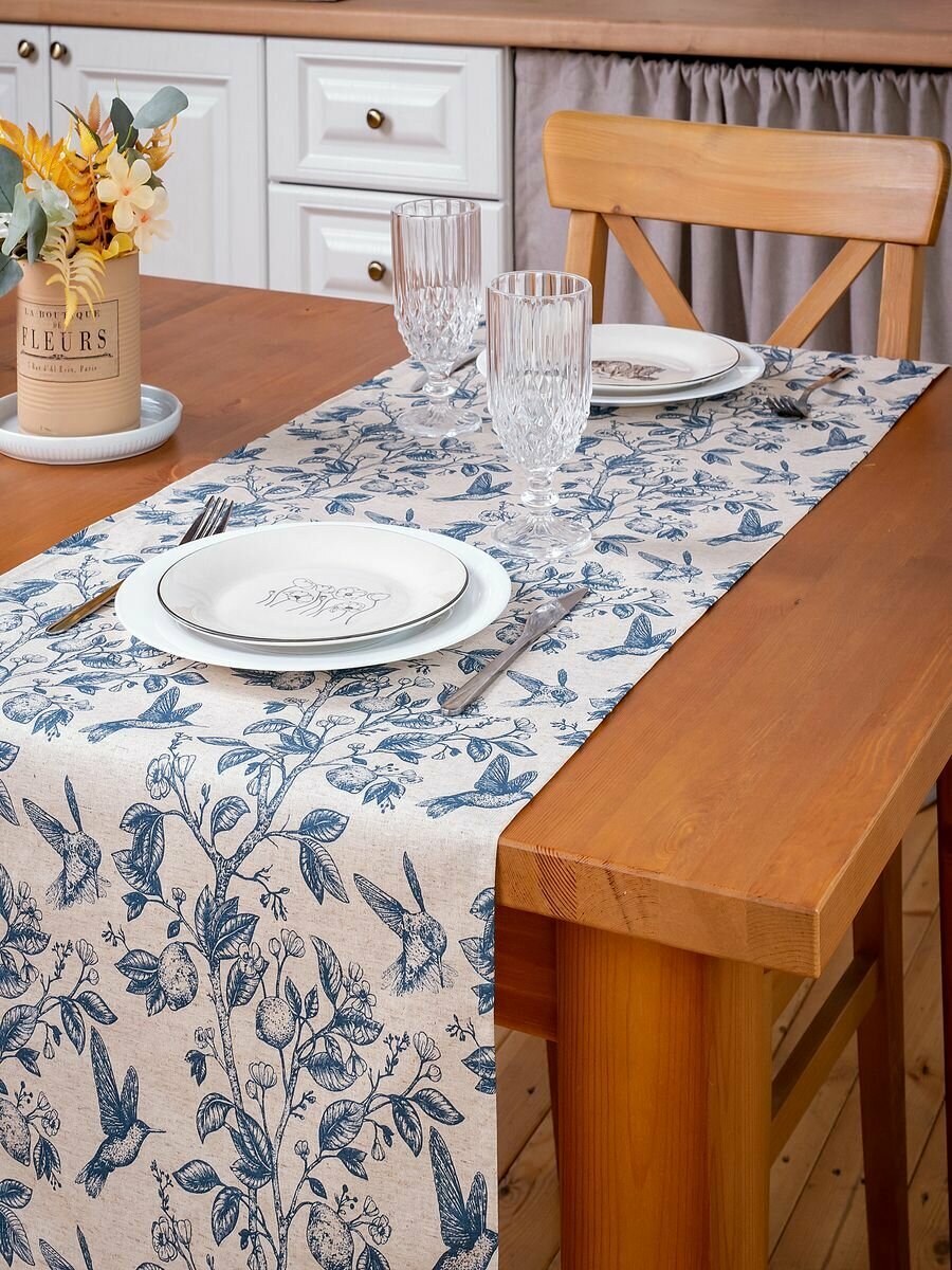 фото Скатерть-дорожка льняная 45*175 с во пропиткой