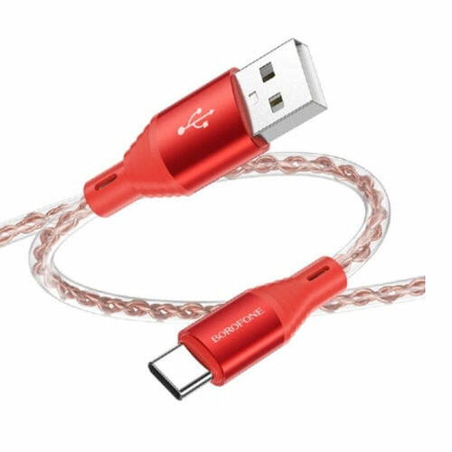 Кабель USB - Type-C Borofone BX96 Ice Crystal, 1.0м, 3,0А, PD, цвет: красный