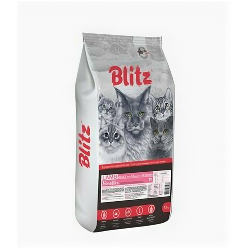 #(С)BLITZ сух. корм д/взрослых кошек Ягненок 10кг 15%