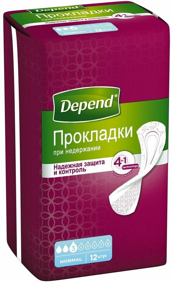 Урологические прокладки Depend Normal Plus Pad, 12 шт. (9435022) - фото №20