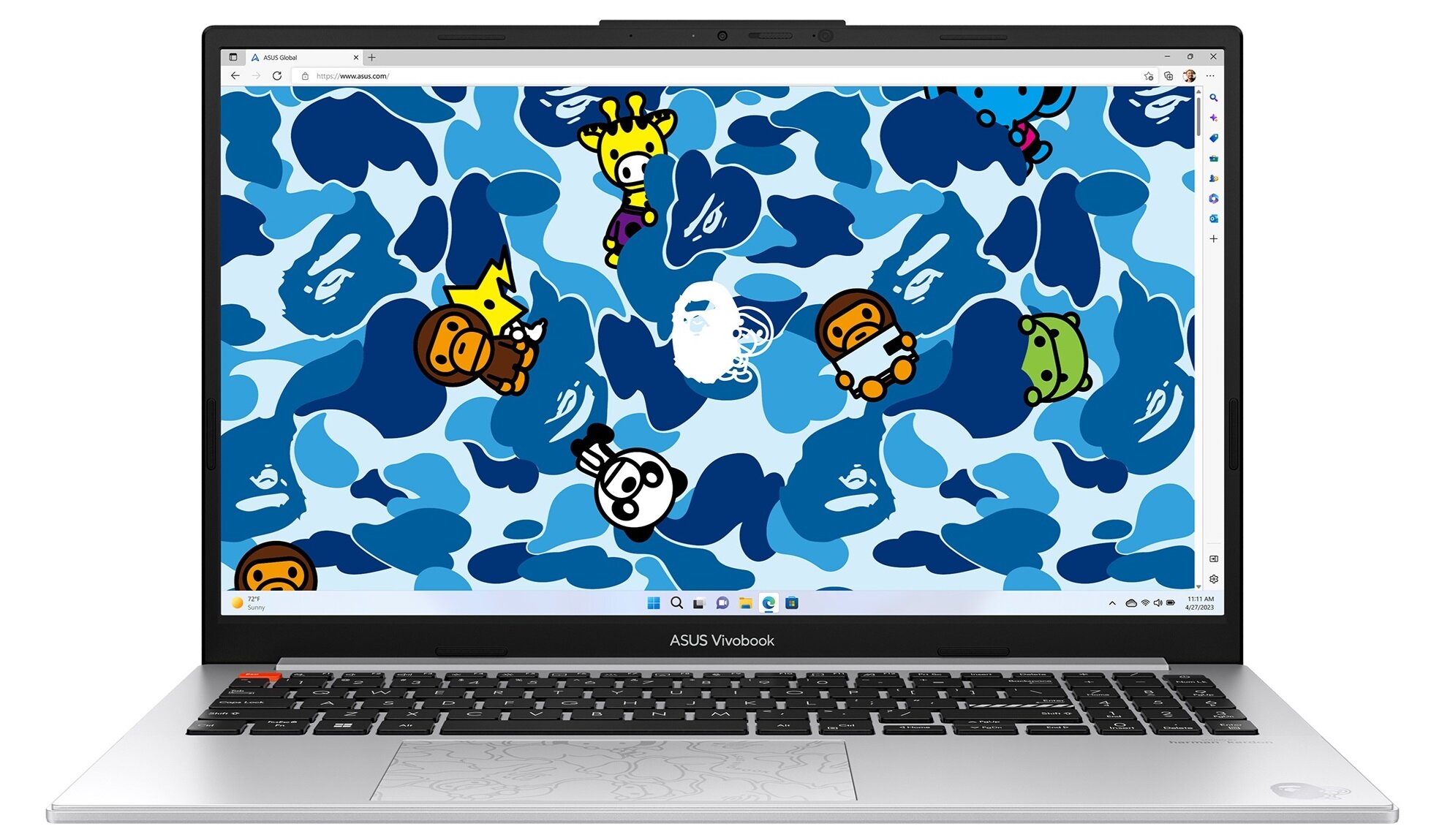 Ноутбук Asus Vivobook S 15 OLED BAPE Edition K5504VA-MA340W, 15.6" (2880x1620) 120Гц/Intel Core i9-13900H/16ГБ/1ТБ SSD/Iris Xe Graphics/Win 11H, (90NB0ZK6-M00KY0)