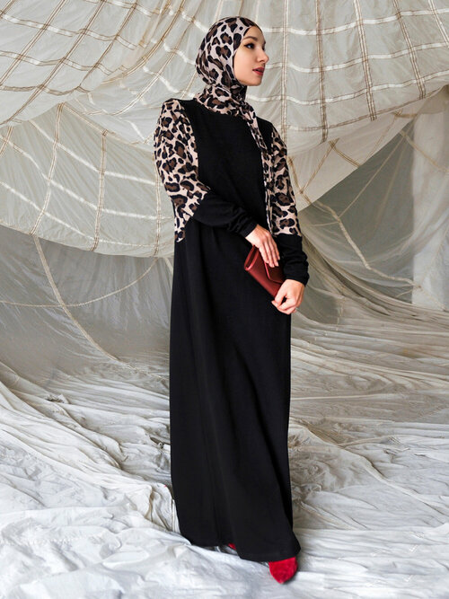 Платье Hayat, размер 50-52, бежевый, черный