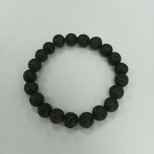 фото Браслет, вулканическая лава, размер 18 см, диаметр 5.5 см, черный уральские камни
