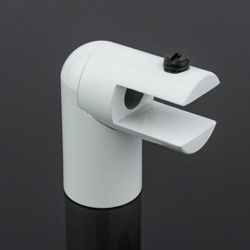 Держатель стекла ф19 торцевой 90°, белый матовый, латунь