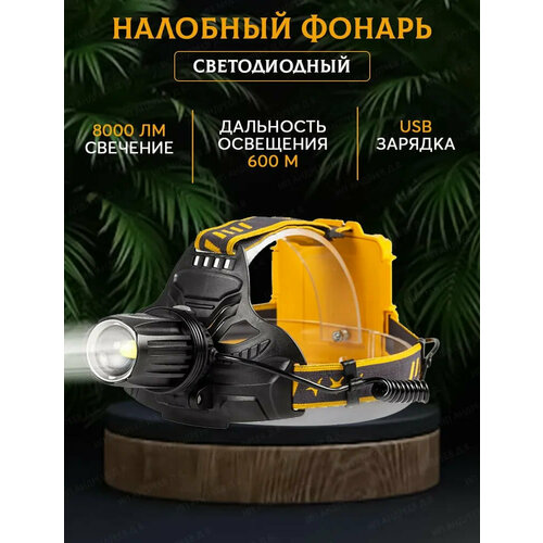 фото Налобный светодиодный аккумуляторный фонарь с зумом китай