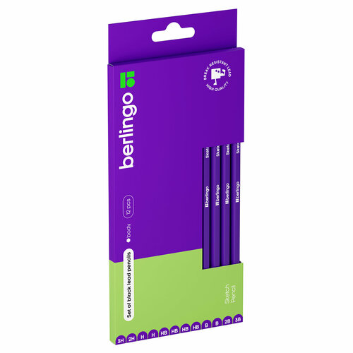 Набор карандашей ч/г Berlingo Sketch Pencil 12шт, 3H-3B, заточен, картон. упаковка, европодвес