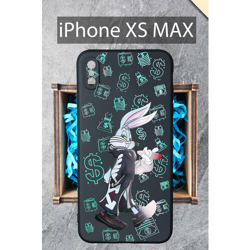 Силиконовый чехол Заяц Банни неон для iPhone XS MAX / Айфон XС макс