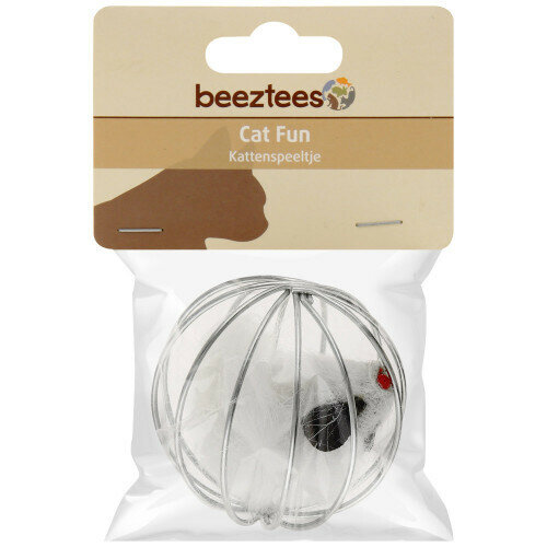 Beeztees игрушка мышь меховая в металлическом шаре дразнилка для кошек, разноцветный (5,5 см) - фото №2