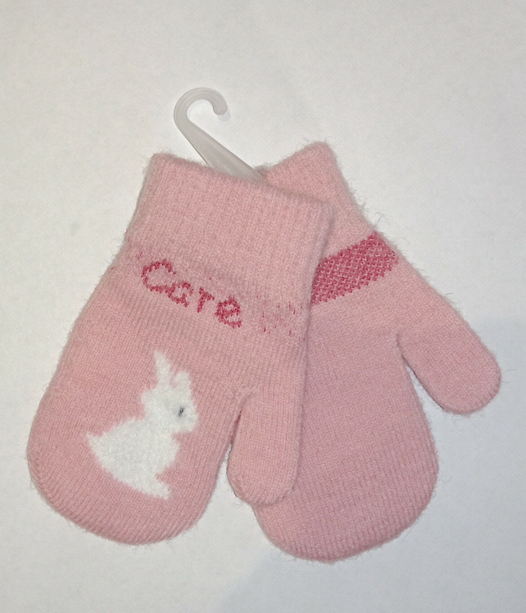 фото Варежки детские саетло- розовые, 1-2 года
