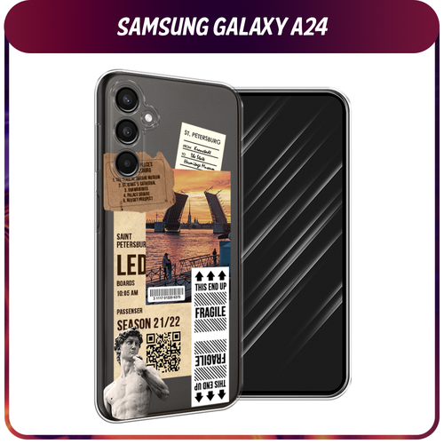 Силиконовый чехол на Samsung Galaxy A24 / Галакси A24 Санкт-Петербург коллаж, прозрачный силиконовый чехол маки и васильки фон на samsung galaxy a24 самсунг галакси a24