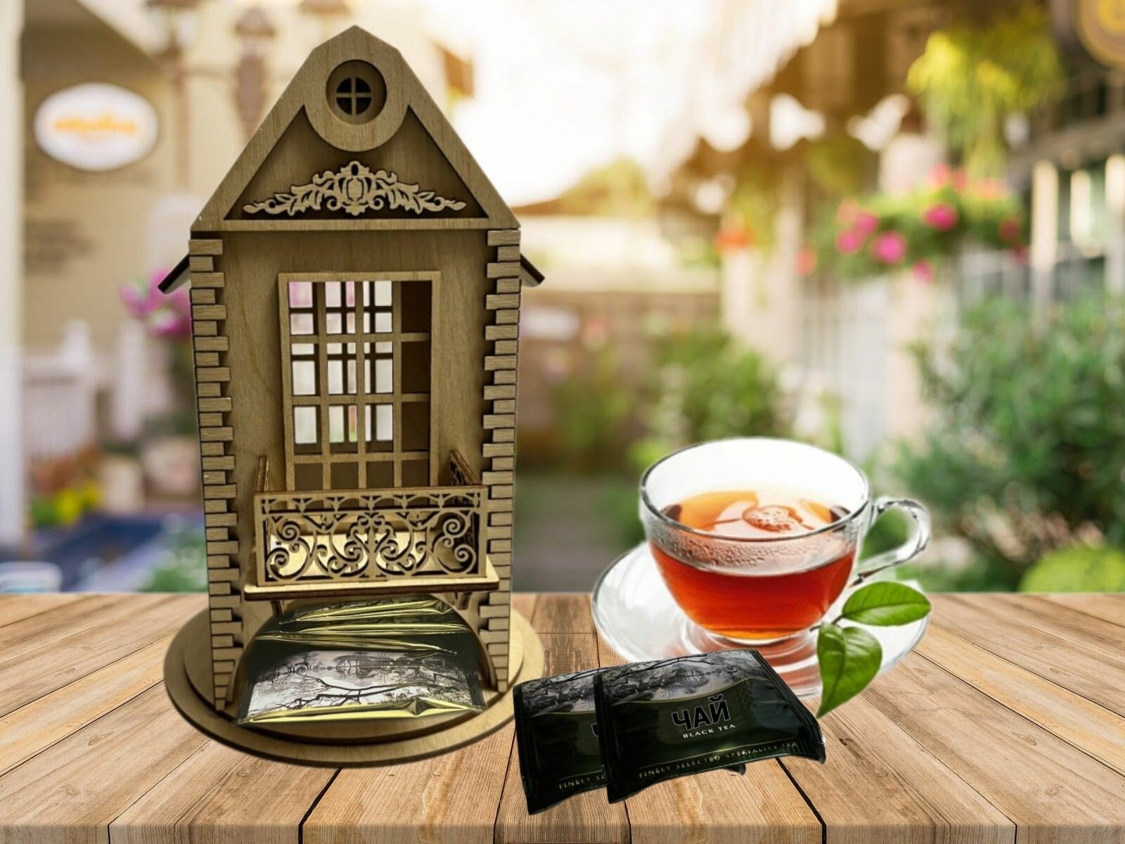 Чайный домик "Французский завтрак". Комплект заготовок из фанеры для самостоятельной сборки и декорирования.
