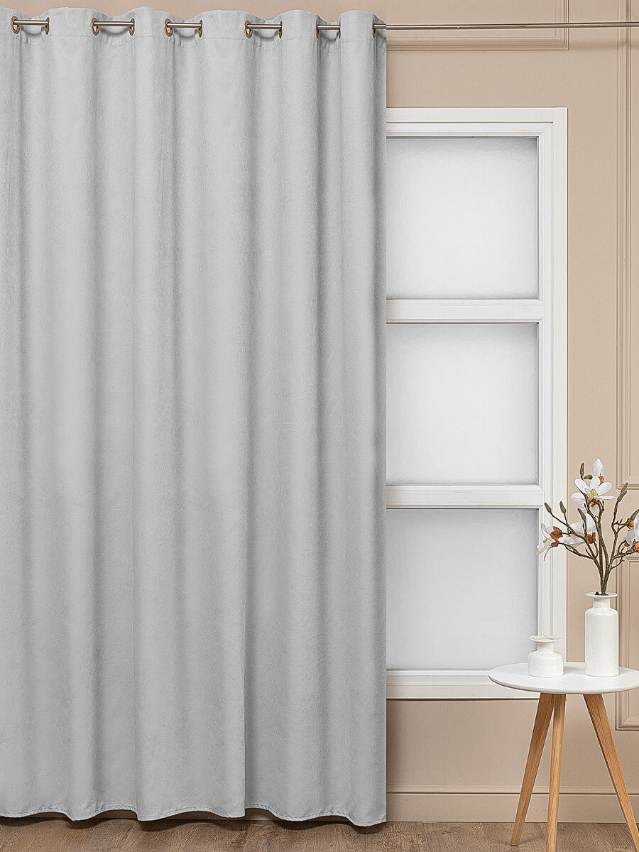 фото Штора Amore Mio Вельвет (канвас) 207-10 2,0*2,6 люверсы 1 шт Серый