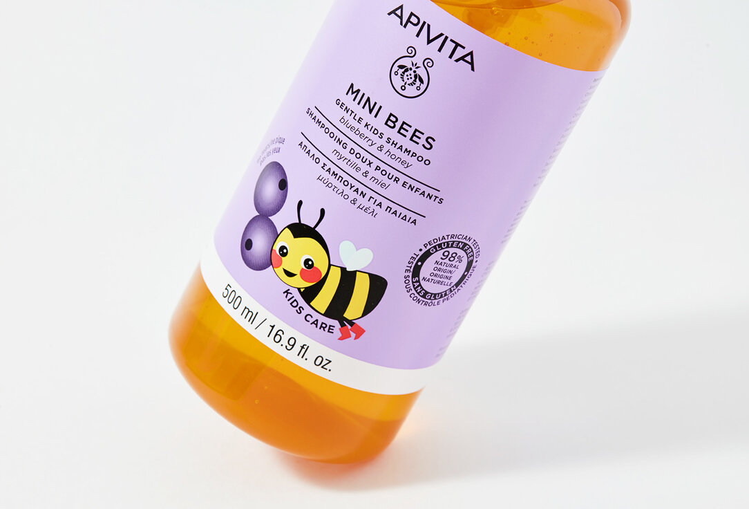 Apivita Детский нежный шампунь с Черникой и Мёдом, 500 мл (Apivita, Mini Bees) - фото №5