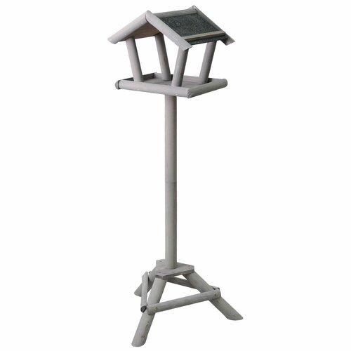 Кормушка для птиц из массива сосны уличная напольная, прочный деревянный скворечник для птиц серый, Беларусь