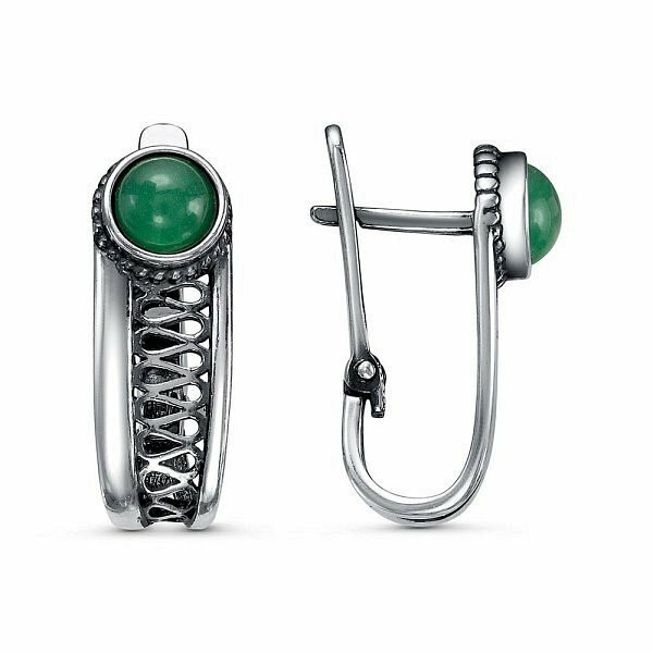 Серьги AV Jewelry, серебро, 925 проба, родирование, агат синтетический, , зеленый
