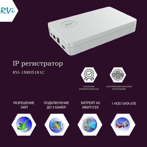 IP-видеорегистратор RVi-1NR05181C 5183₽