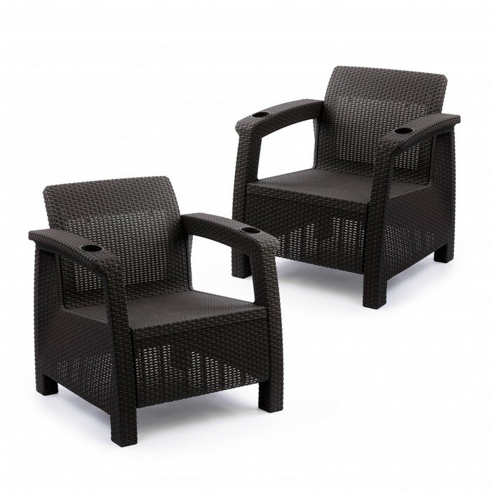 Альтернатива Набор садовой мебели "Ротанг": 2 кресла, до 106 кг, 73 х 70 х 79 см, цвет мокко