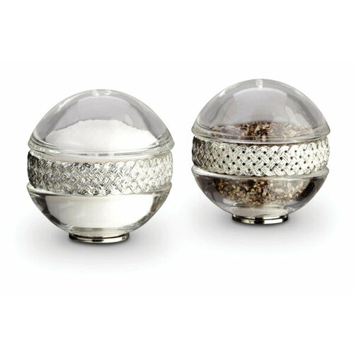 Набор из солонки и перечницы L’Objet Плетение, хрусталь, платиновое покрытие