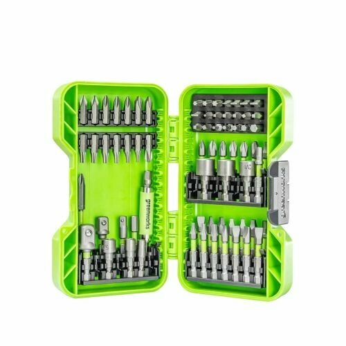 Набор бит торцевых головок и адаптеров в кейсе Greenworks 70 шт 2944407 2718₽