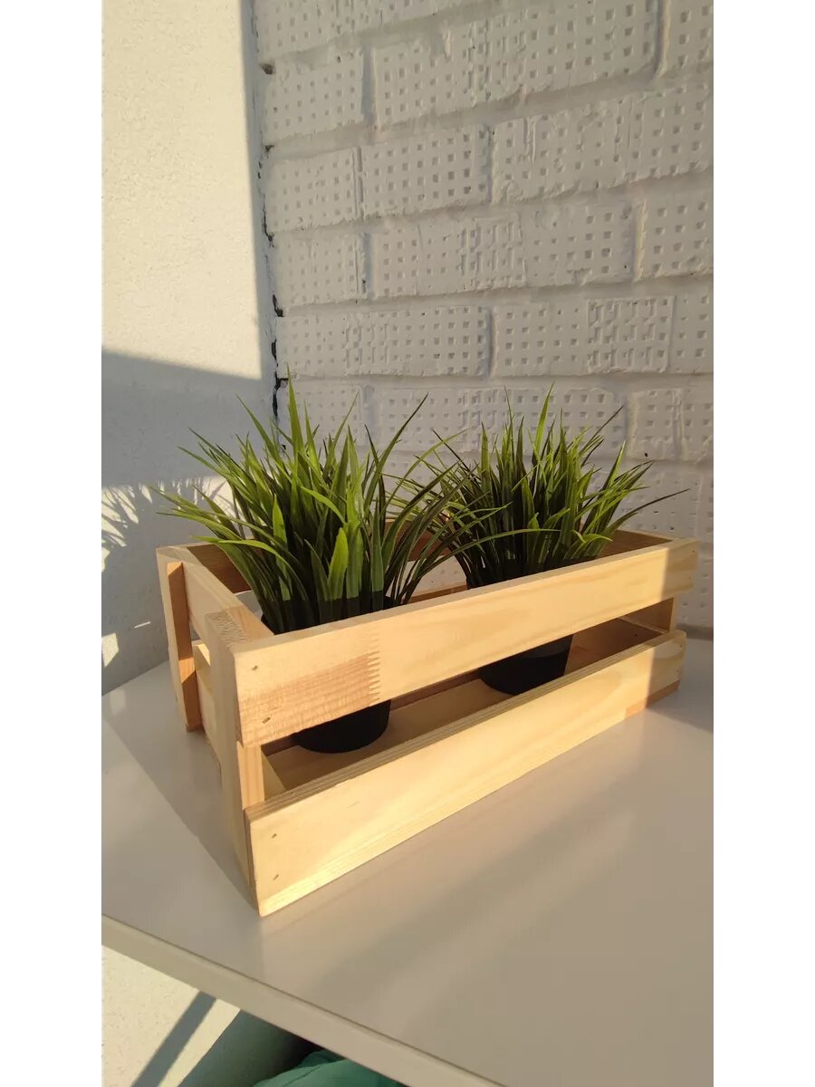 фото Ящик флористический деревянный 34х20х12 см