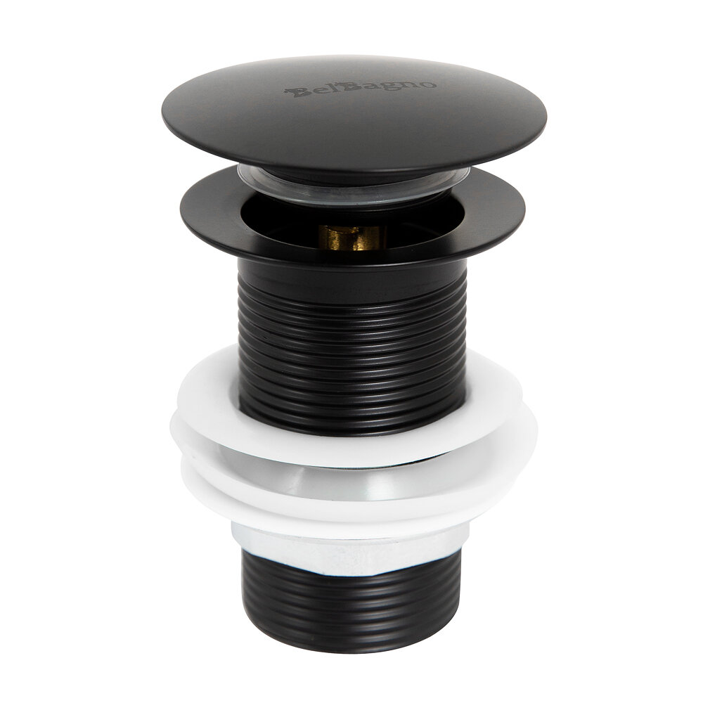 Донный клапан BelBagno BB-SC-NERO Click-Clack, без перелива, черный матовый