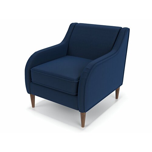 фото Дизайнерское мягкое кресло soft element вектор dark blue, на деревянных ножках, велюр, темно-синий, скандинавский лофт