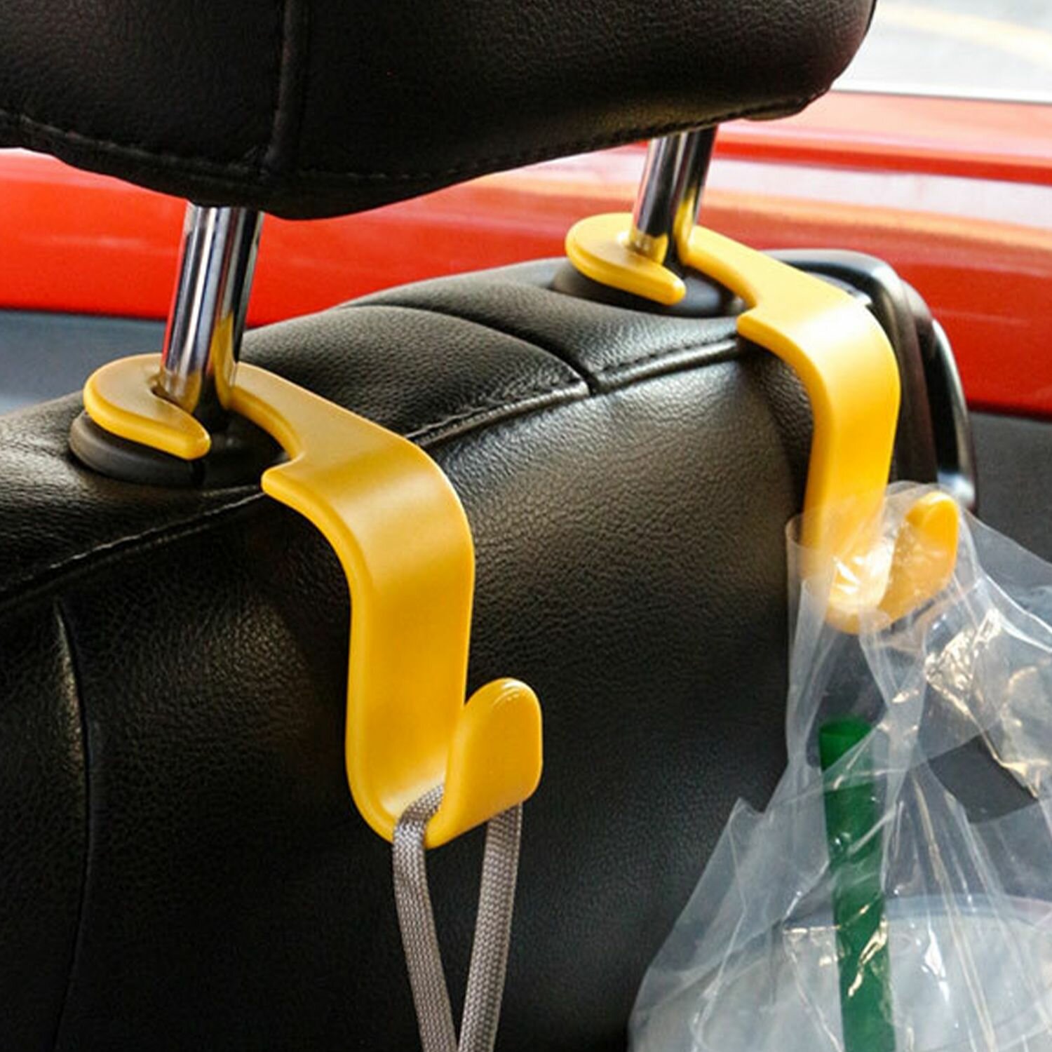 Вешалка автомобильная для сумок, пакетов, Желтый, 2 штуки