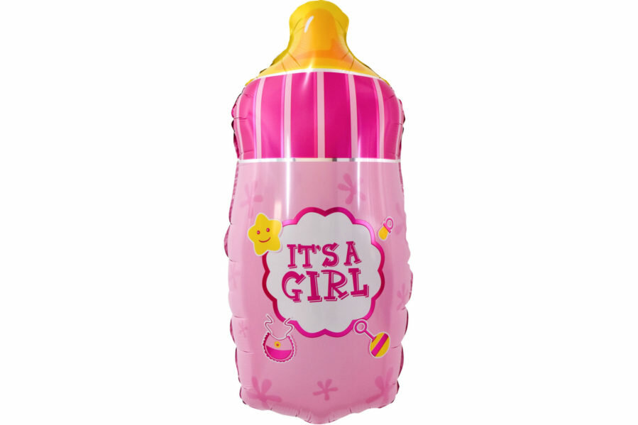 Шар фольгированный Фигура Бутылочка для малышки девочки, розовый, 74см, 1шт
