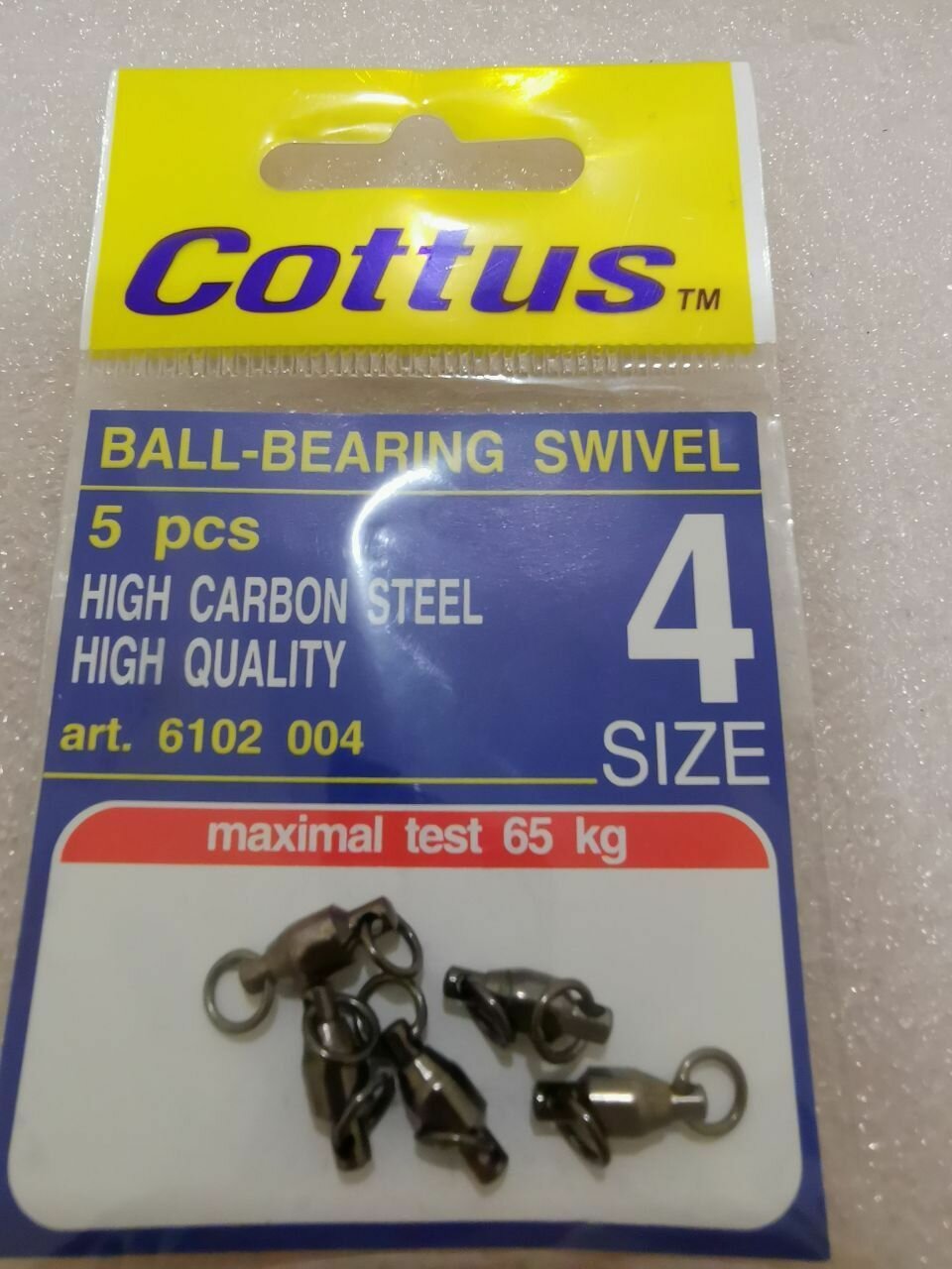Карабин с подшипником COTTUS Ball-Bearing Swivel #4 (5шт,65кг)