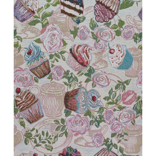 Комплект столовый скатерть-дорожка гобелен Десерт, размер 145см*50см, салфетки (4 шт), размер 38*46см