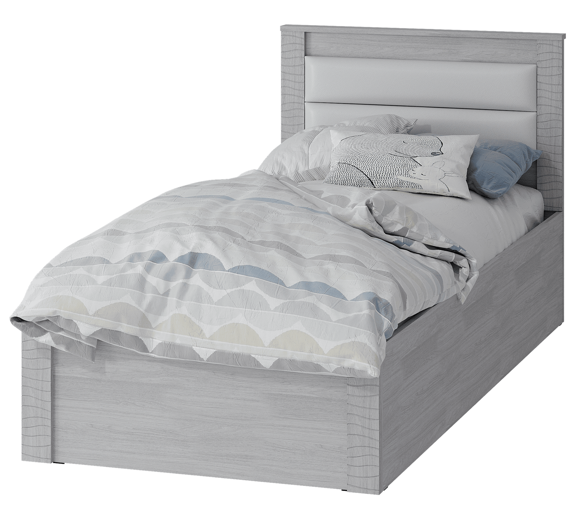 фото Кровать Монако КР-17, 0.9х2.0, настил, Ясень белый/F12