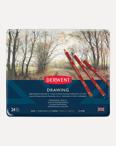 Изображение товара Набор цветных карандашей Drawing 24 цвета в металлическом коробе