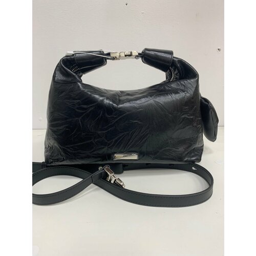 Сумка , фактура лаковая, черный