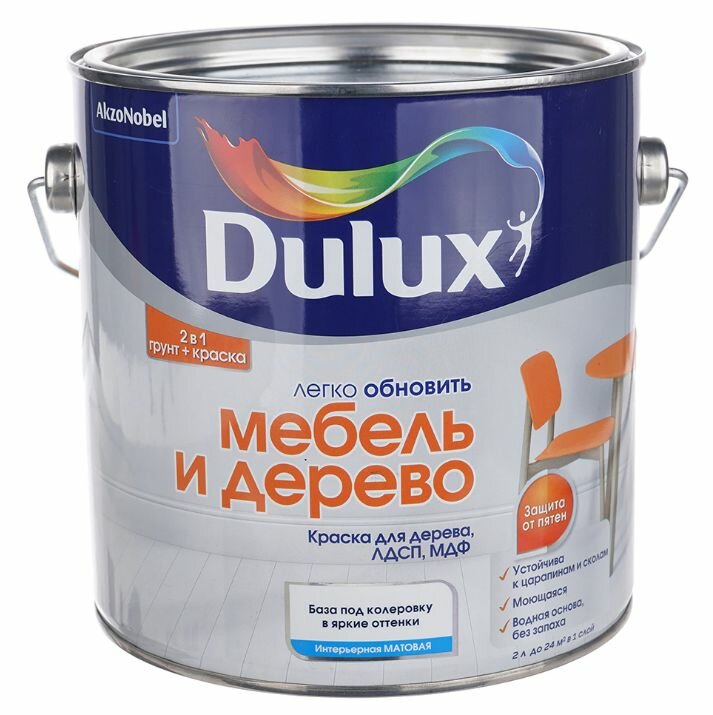 фото Эмаль для мебели и дерева Dulux Легко Обновить база BC акриловая 0,75 л