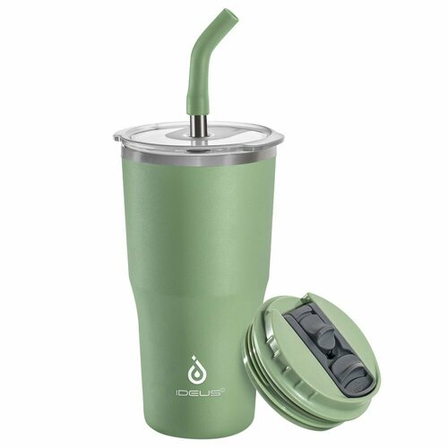 Термокружка для кофе чая термостакан походный с трубочкой Sapporo 532 мл зеленый