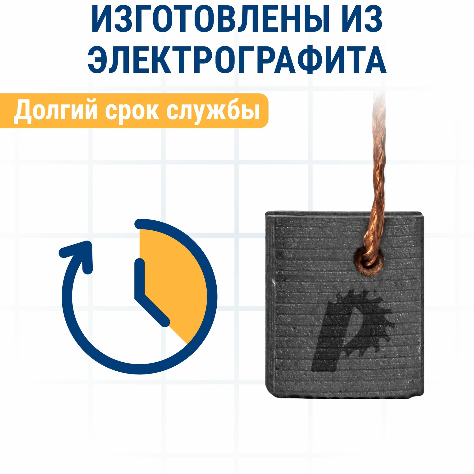 Щетки угольные/графитовые ПРАКТИКА для DeWALT (аналог N421362) 6,3x12x14 мм, автостоп, 2 шт — фото 1