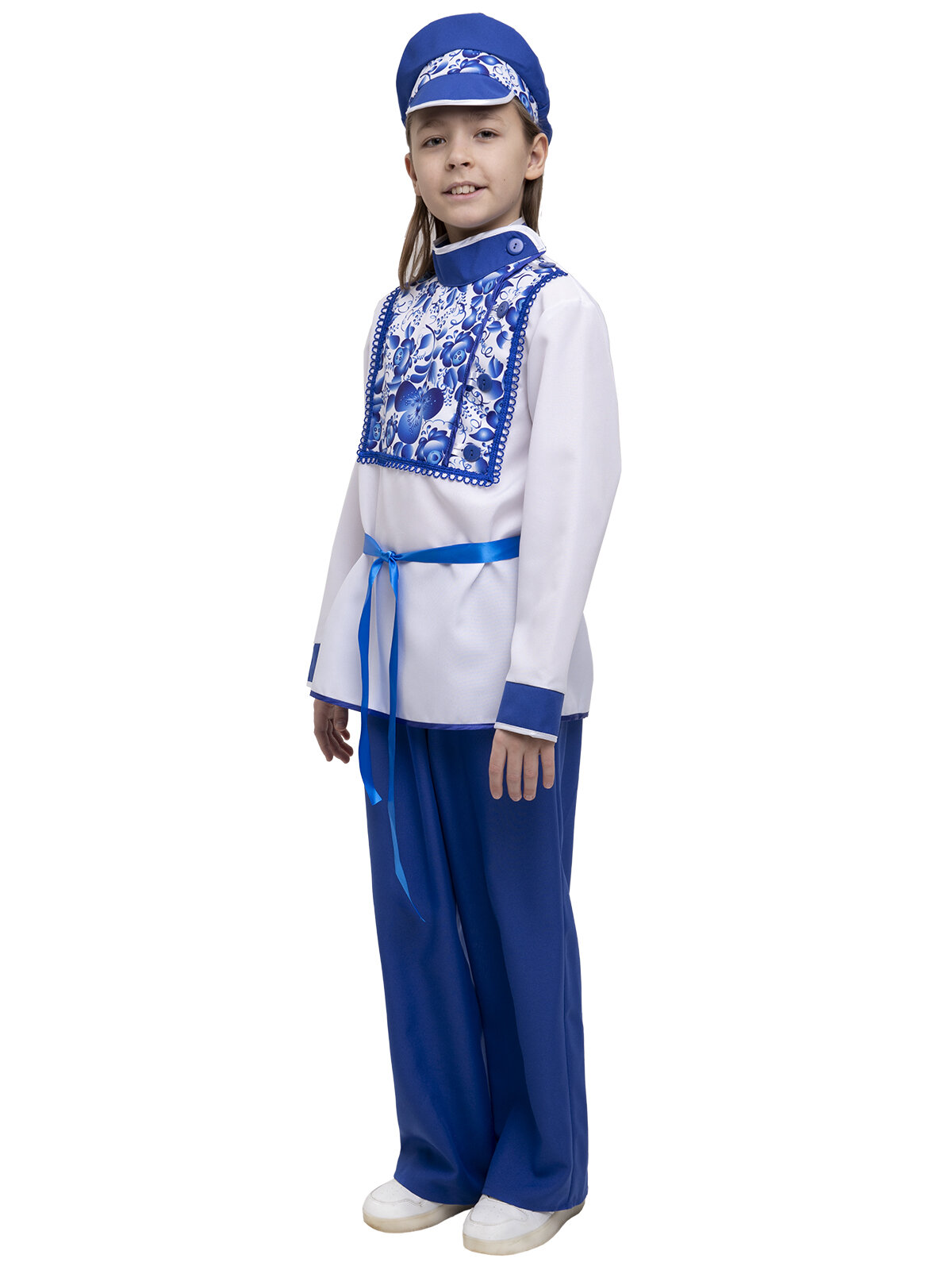 Карнавальный костюм Гжель для мальчика: рост 140-146 (р.34-36) - народный узор — фото 1