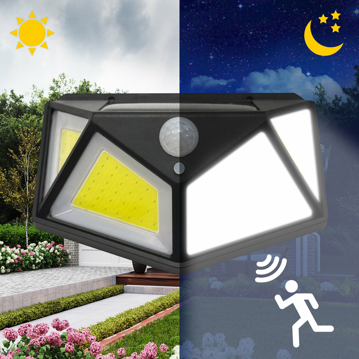 Duwi Светильник светодиодный с датчиком движения Solar LED на солнечных батареях, 10Вт, 6500К, 600Лм .