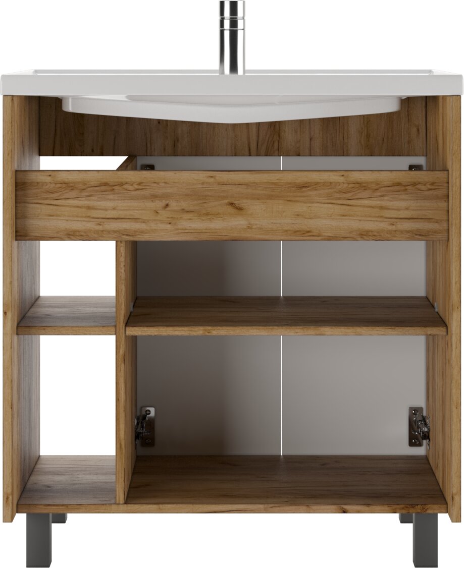 Тумба для комплекта Домино Craft 80 дуб вотан, графит - фото №4