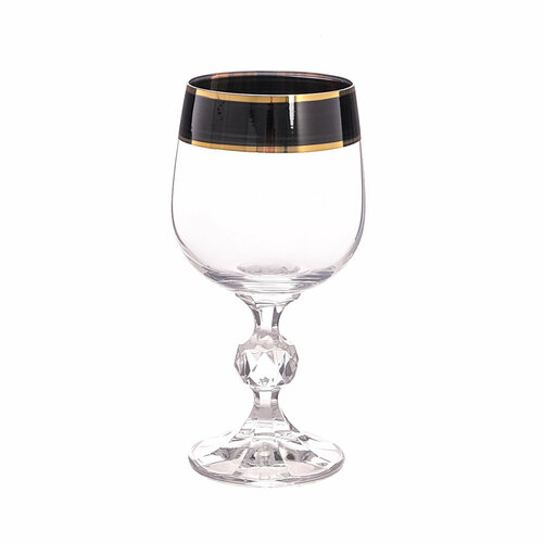 Набор бокалов для вина черн. с зол. Bohemia Клаудия 230 мл.6 шт
