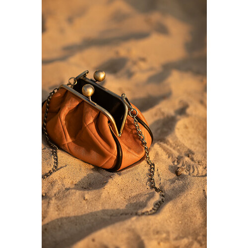 Сумка Madame Reticule, фактура гладкая, стеганая, матовая, бархатистая, оранжевый