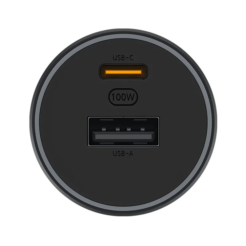 Автовизитки Xiaomi Автомобильное зарядное устройство Xiaomi 100 Вт с двумя USB-портами и поддержкой быстрой зарядки, Черный