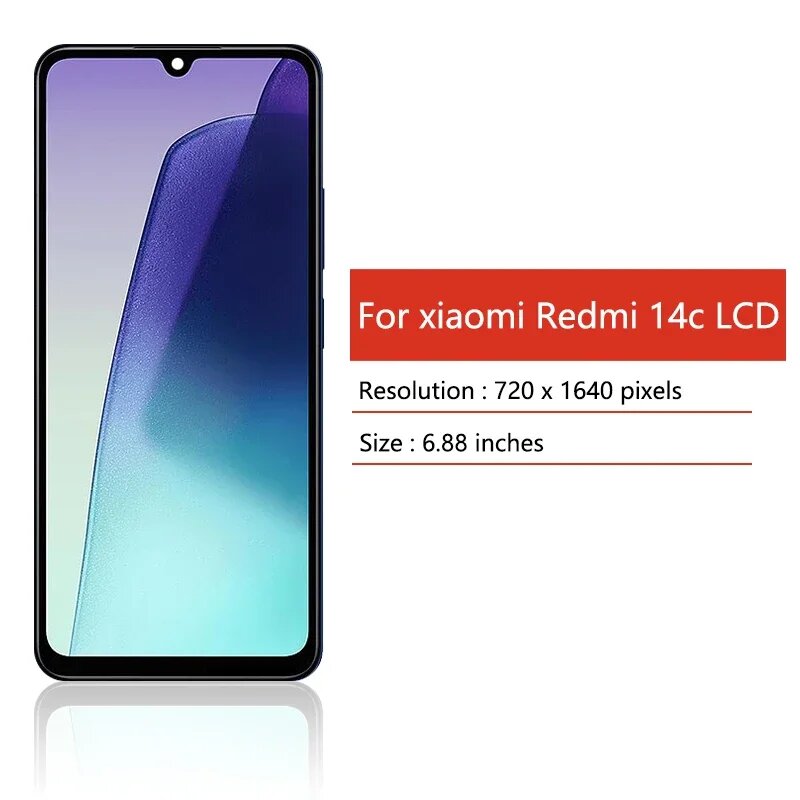 6,88 "120 Гц ЖК-дисплей для Xiaomi Redmi 14C ЖК-дисплей 2411DRN47C Сенсорная панель в сборе Pantalla для Redmi 14c Рамка дисплея, Ori No Frame — фото 1
