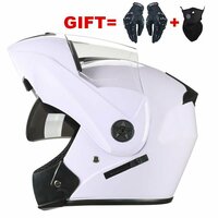 Motorcycle Helmet106 2 gifts2, белый (прозрачные линзы), XL