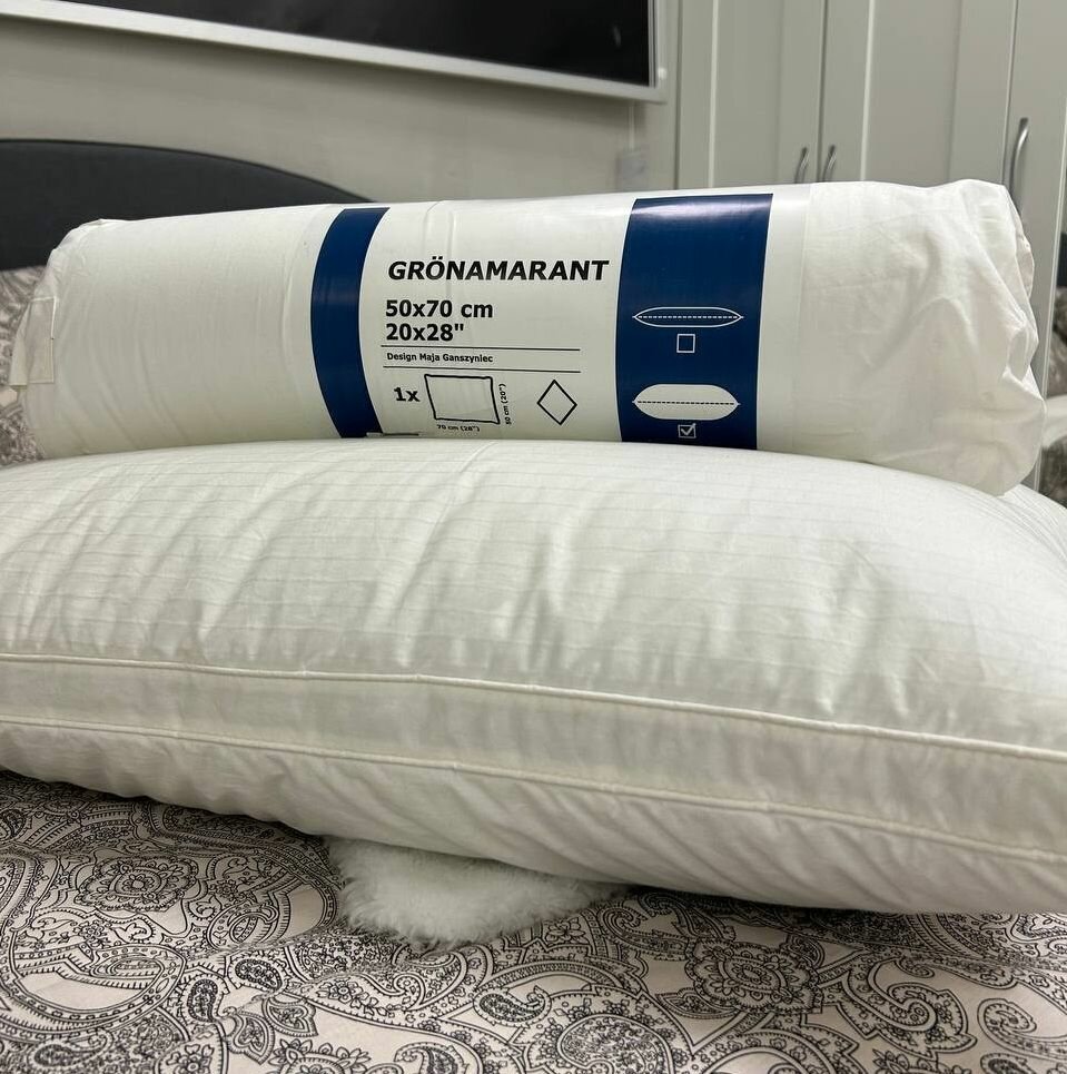 Подушка IKEA ГРЁНАМАРАНТ высокая 50x70 см ИКЕА светло-кремовый — фото 1